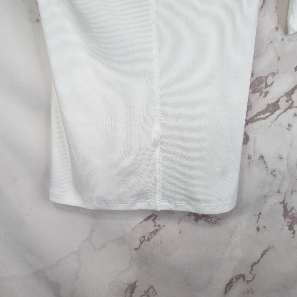 Everlane The Pima Micro Rib Scoop Neck Tee White Short Sleeve Top NEW - Picture 8 of 13